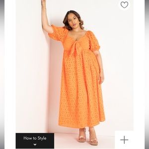 Eloquii Orange Crochet Maxi Dress